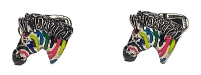 Paul Smith Cufflinks Signature Striped Enamel 3D Zebra Heads Box $198 New - Image 1 of 4