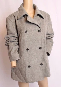 J Crew Gris Doble Botonadura Lana Cachemira Thinsulate Guisante Abrigo L - Picture 1 of 6
