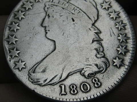 1808 Capped Bust Silver Half Dollar- VG/Fine Details Cover