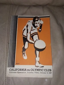 Original 1-8-1937 Official Basketball Program Univ of California vs Olympic Club - Picture 1 of 5