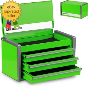 Mini Green Tool Box Portable 3 Drawer Steel Stackable Tool Box with Magnetic Tab - Picture 1 of 9