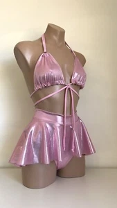 Schminke 🌼 dance wear poledance skirt with bottoms hologram set bikini top - Picture 1 of 16