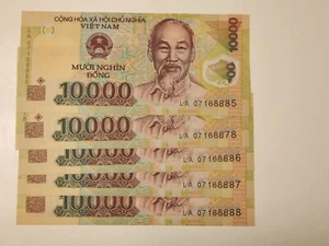 South Vietnam 10.000 Dong Polymer x 5 UNC all have Lucky SN 888 Vi7 - Picture 1 of 5
