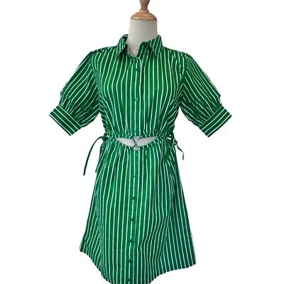 Vestido Walter Baker S Meera Verde Blanco Rayas Mini $228 Preppy Deportivo Foto 1 de 4