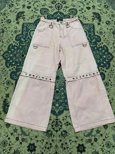 Widow Baggy Jeans JNCO Studded Wide Legs Sun Faded - Picture 1 of 13