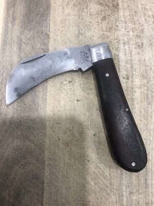 Vintage SABRE Folding Knife Model 45 Sway Back Hawkbill Blade Wood Handles Japan - Picture 1 of 18