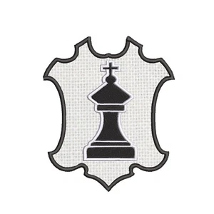 Black King Chess Piece Patch Embroidered Iron-on Classic Strategy Game Match - Picture 1 of 12