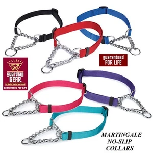 Guardian Gear NO-SLIP Martingale"Greyhound"Choke CHAIN&NYLON TRAINING COLLAR  - Picture 1 of 13