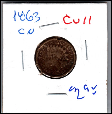 KAPPYS BARGIN COINS  S41 1863 INDIAN HEAD CULL Cover