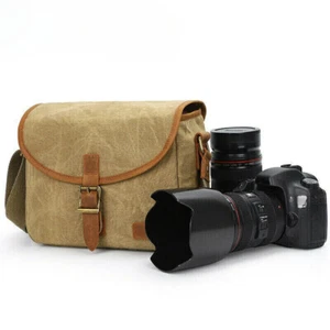 Waterpoof Canvas Camera Sling Bag Shock-proof Vintage Dslr Camera Bag - Picture 1 of 25