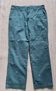 Charleston Threads Green Mens 38 x 32 Embroidered Surfing Santa Hohoho Pants - Picture 1 of 6