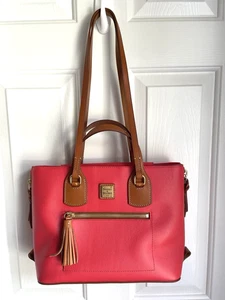 Bolso de Mano Dooney & Bourke Morgan Rojo Cuero Saffiano Bolso de Hombro Coñac - Imagen 1 de 13
