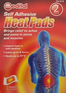Instant Heat Patch 8 Hour Self Adhesive Body Warmer Pain Relief 2 Pack 10x13cm - Picture 1 of 14