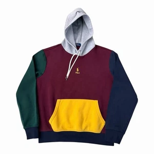 Polo Ralph Lauren Color Bloqueado Doble Tejido Sudadera con Capucha L Para Hombres Mediano Centro Logo - Imagen 1 de 16
