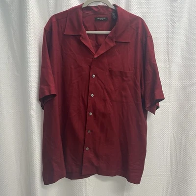 Brandini Mens Red 100% Silk Button Front Shirt XL - Image 1 of 4