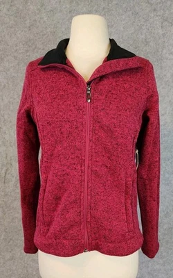 Polar King 夹克女式 S 码全拉链羊毛衬里红色斑点模拟领全新带标签 — 第 1/4 张图片