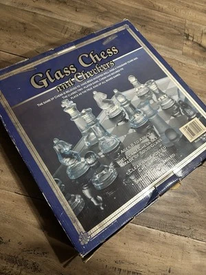 Glass Chess and Checkers Solid Glass With Smoked Glass Board ~Complete - Image 1 of 2
