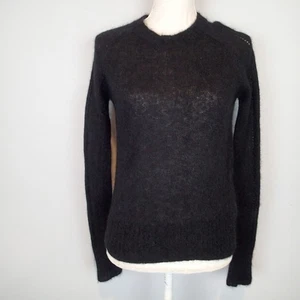 Pacas Alpaca Merino wool Blend Crewneck Sweater s  Black Lightweight Knit Soft - Picture 1 of 14