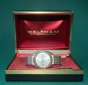 Orologio Vintage Waltham Tono Oro Carica Automatica Incabloc 25 Jewels Data Giorno con Scatola - Foto 1 di 9