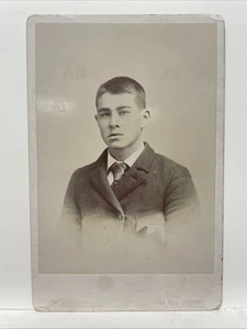 Herman and Kopp Studio Red Jacket, Michigan Vintage Cabinet Card of Boy - Picture 1 of 2