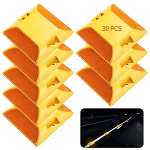 30 Pcs Road Reflectors, Reflective Street Pavement Markers, 3.7×3.7" Yellow - Imagen 1 de 6