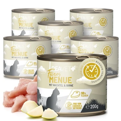 REAVET Katzenfutter Nass - Huhn mit Wachtel & Birne 6x200g Katzennassfutter - Bild 1 von 4