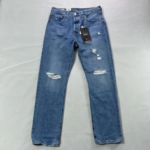 Jeans Levis 501 para mujer 30x30 azul premium tiro alto pierna recta desgastados - Imagen 1 de 18