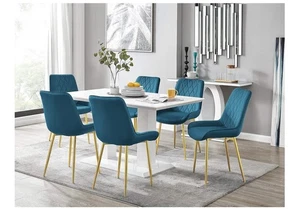 Stylish Dining Table with 6 Chairs Modern Design - Picture 1 of 8
