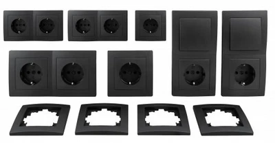 Schalterprogramm Serie McPower Flair anthrazit Steckdose Schalter Rahmen Dimmer