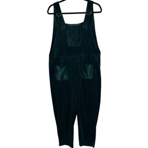ModCloth Latzhose Damen XL dunkel smaragdgrün Samt gerippt Relaxed Boho Urlaub - Bild 1 von 13