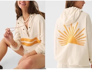 Faherty Daybreak French Terry Hoodie Ivory Yellow Women’s Size Small Pullover - Bild 1 von 11