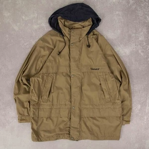 Timberland Vintage 90s Weathergear Hooded Jacket L Men's Beige Outdoor - Picture 1 of 6