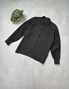 COMOLI CASHMERE-WASHI OPEN COLLARED SHIRT - CHARCOAL Size 4 - Picture 1 of 19