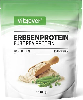 VIT4EVER PROTEÍNA DE GUISANTE 1,1kg / 1100g - 87% Proteína - Proteína Vegana Aislada Guisantes