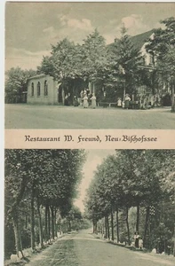 Sehr schöne Litho-Karte Von Neu-Bischofssee , Das Restaurant von W. Freund - Bild 1 von 2