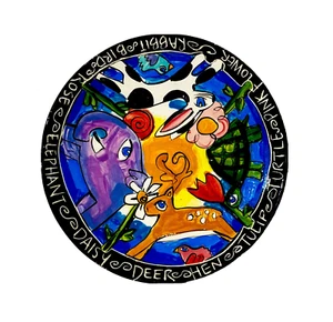 N Tunks Signed Handcrafted Whimsical Animal Inspired Decorative Art Plate - Picture 1 of 4