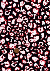 Tela de césped 100 % algodón estampado animal abstracto negro rojo blanco retazos artesanales - Imagen 1 de 1