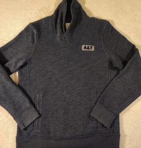 Vintage Abercrombie & Fitch Herren L Pullover Pulli Blau Rollkragen Knopf A&F - Bild 1 von 15