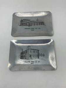 2 Trappe Fire Co #1 Decorative Metal Plates 1912 & 1978 - Picture 1 of 2
