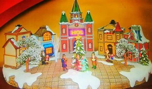 Weihnachtsdorf mit Lichtern und programmierbarer scrollender LED-Nachricht 18" x 10" - Bild 1 von 3