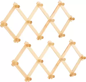 2Pack Hook Wood Expandable Wall Mount Coffee Mug Cup Holder Rack Kitchen Storage - Picture 1 of 8