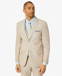 Tommy Hilfiger Modern-Fit Th Flex Stretch Chambray Jacket Blazer Beige Size 42R - Picture 1 of 1