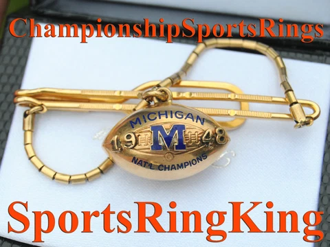 1948 MICHIGAN NATIONAL CHAMPIONSHIP 10K CHARM PENDANT w/ BONUS RING PRINT RARE!! Cover