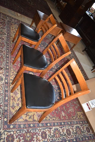 Vintage Pub Style Chairs by Hale, East Arlington VT, Black upholstery Cover