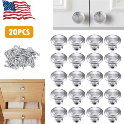 20x Stainless Steel Cabinet Door Knob Drawer Handles Kitchen Cupboard Round Pull - Image 1 of 4