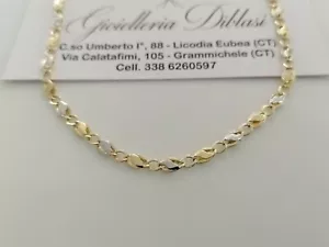 GOLD HALSKETTE Herren Damen 18 Karat 750% Massiv Kette Bicolor GELB WEIß Choker - Bild 1 von 9