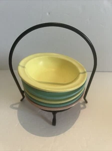 Prolon Ware Mid Century Dessert Bowls Lot of 5 Green Yellow Pink 4.75" - Picture 1 of 12