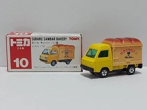 Tomica Subaru Sambar Bakery Truck No. 10 Made in Japan Red Tomy Label - Picture 1 of 8