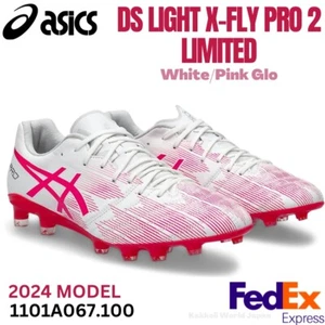ASICS Soccer Cleats DS LIGHT X-FLY PRO 2 LIMITED White/Pink Glo 1101A067 100 NEW - Picture 1 of 13