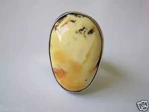 Anillo de plata 925 natural ámbar caramelo joyería ámbar 12,8 g/talla 58 - Imagen 1 de 10